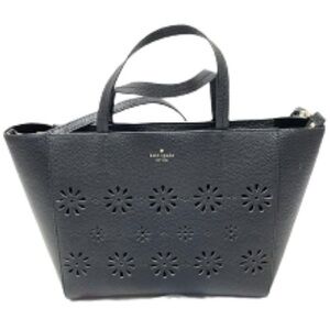 kate spade Elizabeth Faye Drive black leather floral cutout tote crossbody